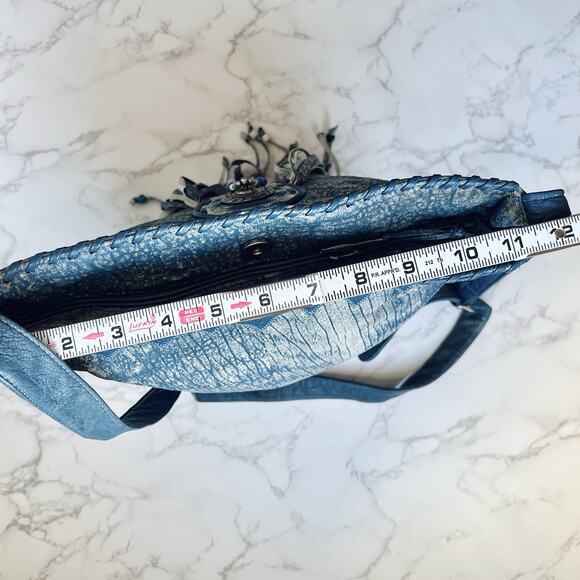 Vintage 90s Leather Fringe Shoulder Bag by VIVA Bags of California Boho Western - Picture 12 of 16